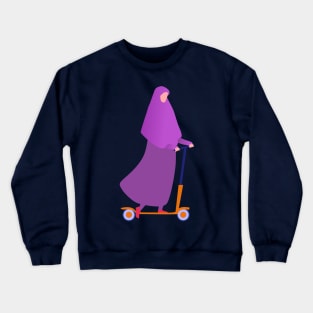 Muslim woman on scooter Crewneck Sweatshirt